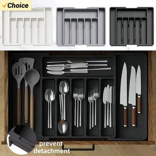 Adjustable Plastic Drawer Organizer For Flatware And Tableware