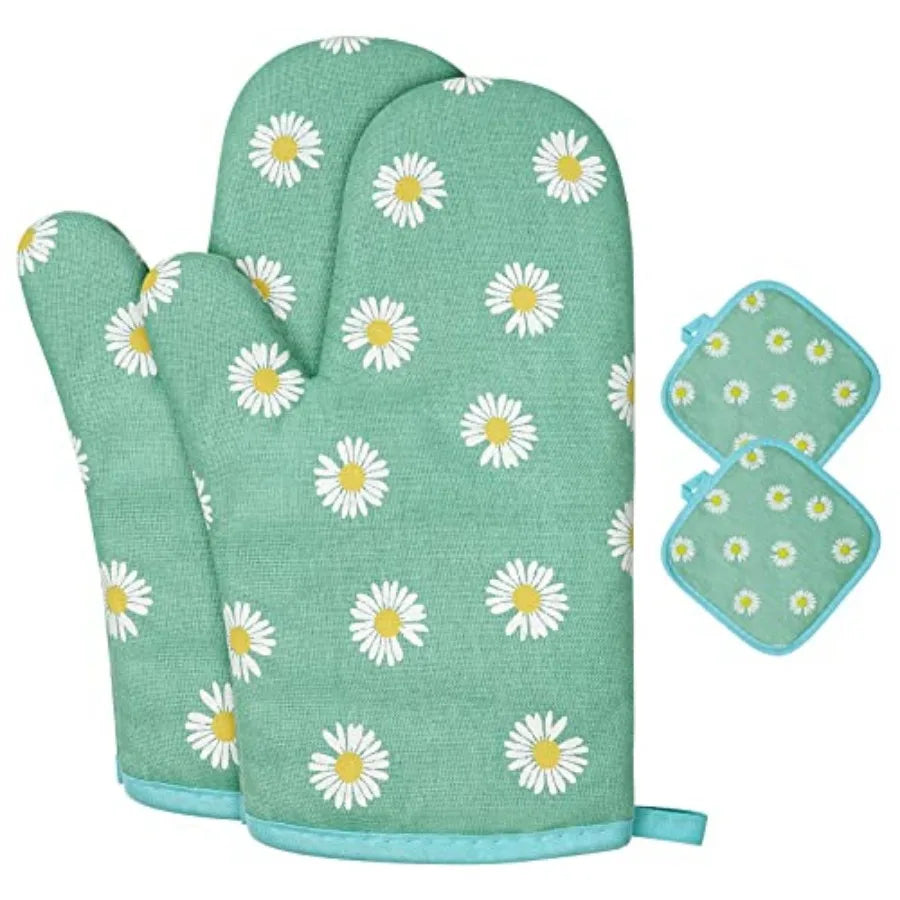 Oven Mitts And Pot Holders Set Six Piece Heat Resistant