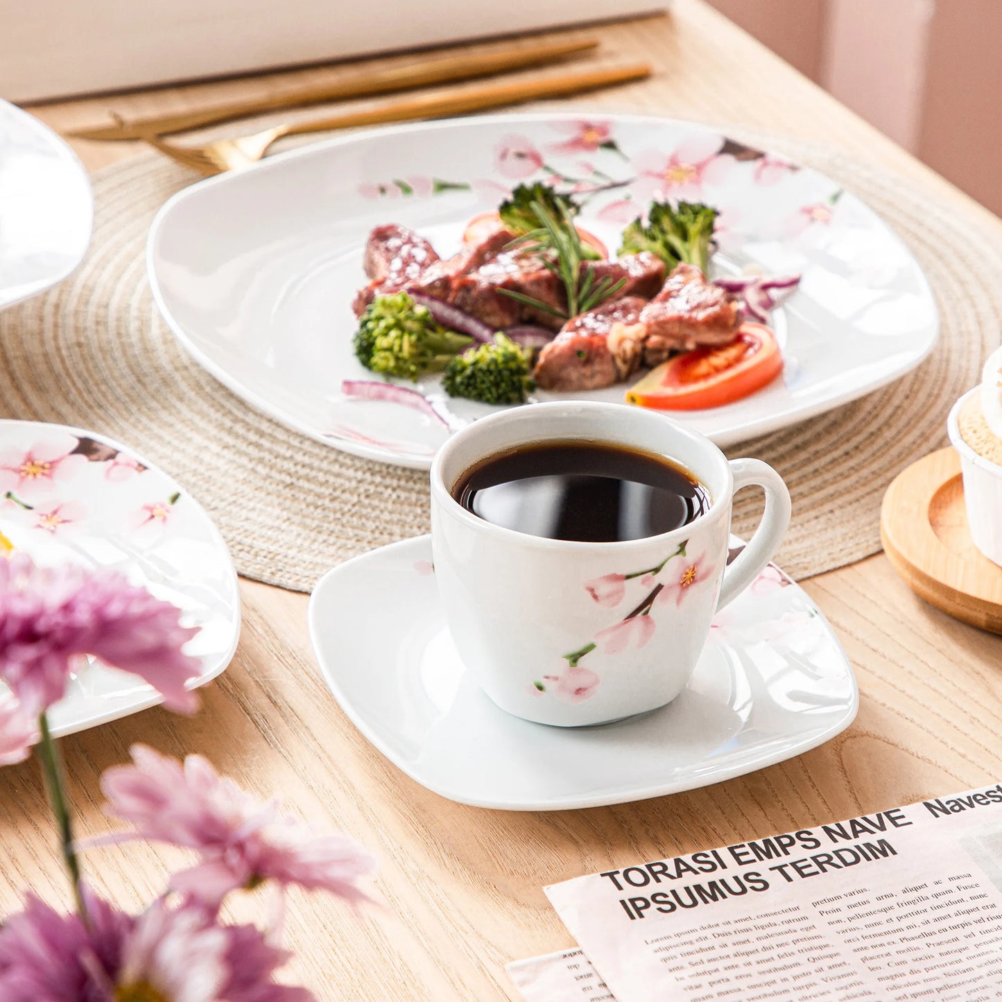 MALACASA Annie 60 Piece Porcelain Dinnerware Set For 12