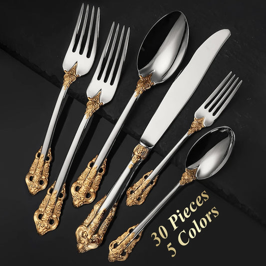TD HOME Royal Vintage Stainless Steel Cutlery Set For 6