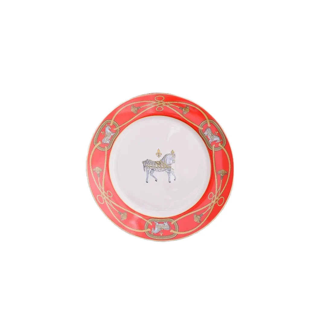 Light Luxury Bone China War Horse Western Dinnerware Plates Cup