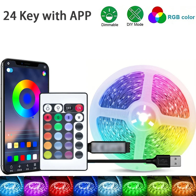 RGB LED Strip Lights With App Control Flexible LED Tape Room Decoration