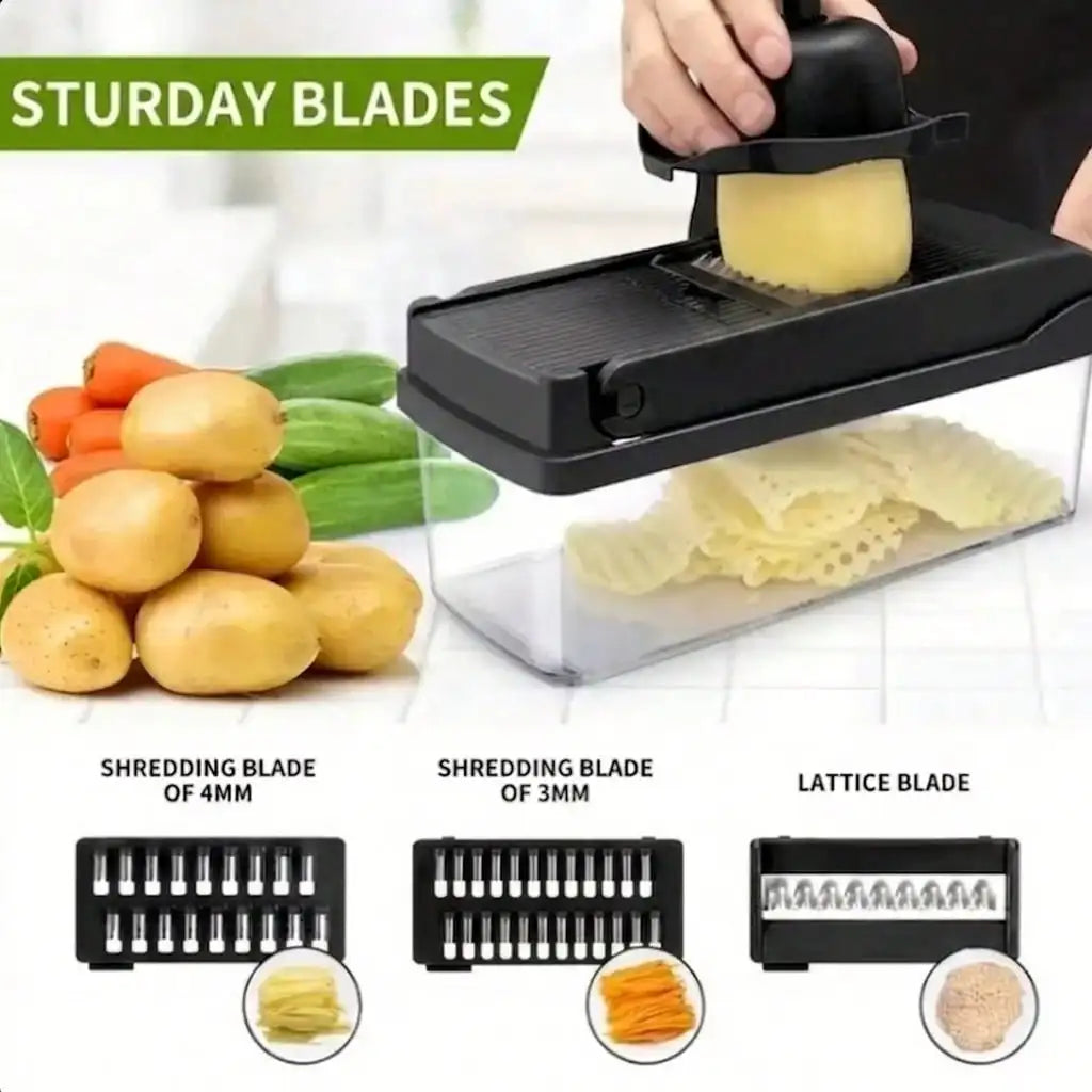 Multipurpose Vegetable Chopper Slicer With Storage Container And Spare Blades