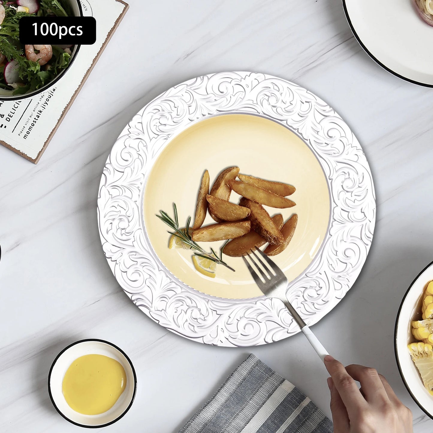 Charger Plates 100-Piece Round Set Reusable Serving Plates For Weddings