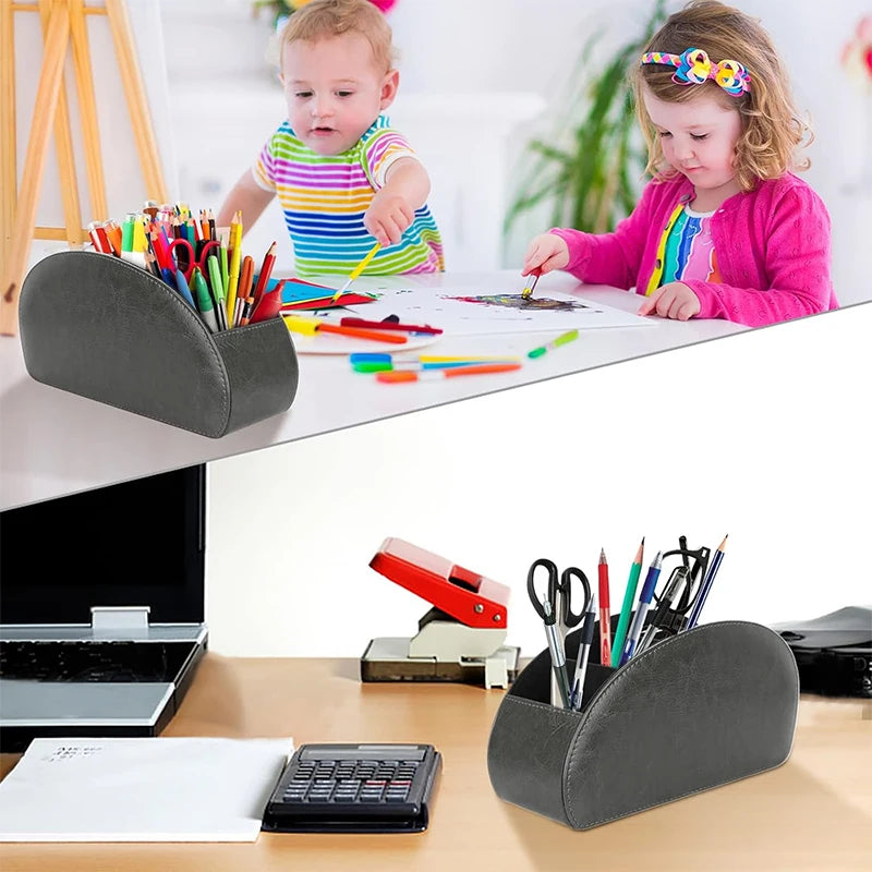 LMETJMA Remote Control Holder With 5 Compartments PU Leather