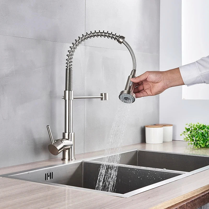 IOUHAPPY Pull Down Kitchen Faucet Stainless Steel Sink Tap