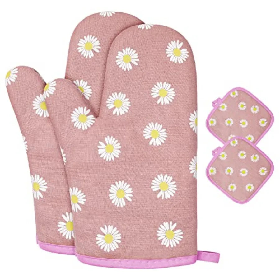 Oven Mitts And Pot Holders Set Six Piece Heat Resistant