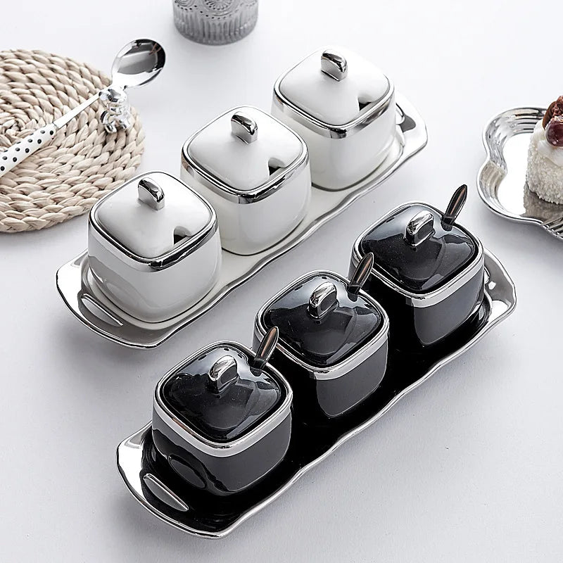 Lism Ceramic Seasoning Jar With Lid Salt Pepper Shaker Set