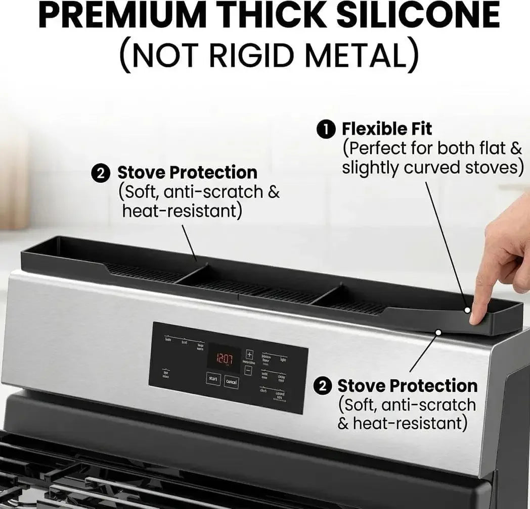 Stove Top Silicone Magnetic Spice Rack Shelf With Three Compartments