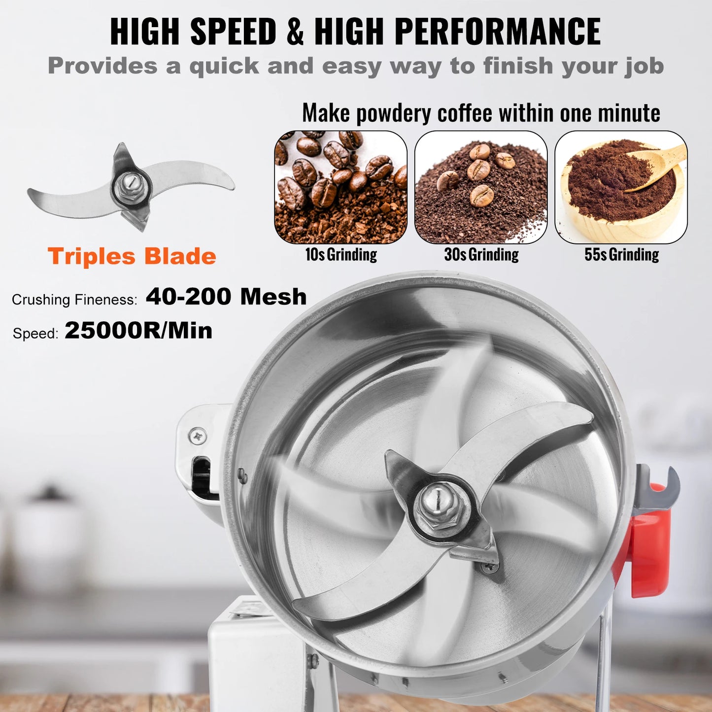 SucceBuy Electric Grain Mill Grinder for Dry Herbs Spices Coffee