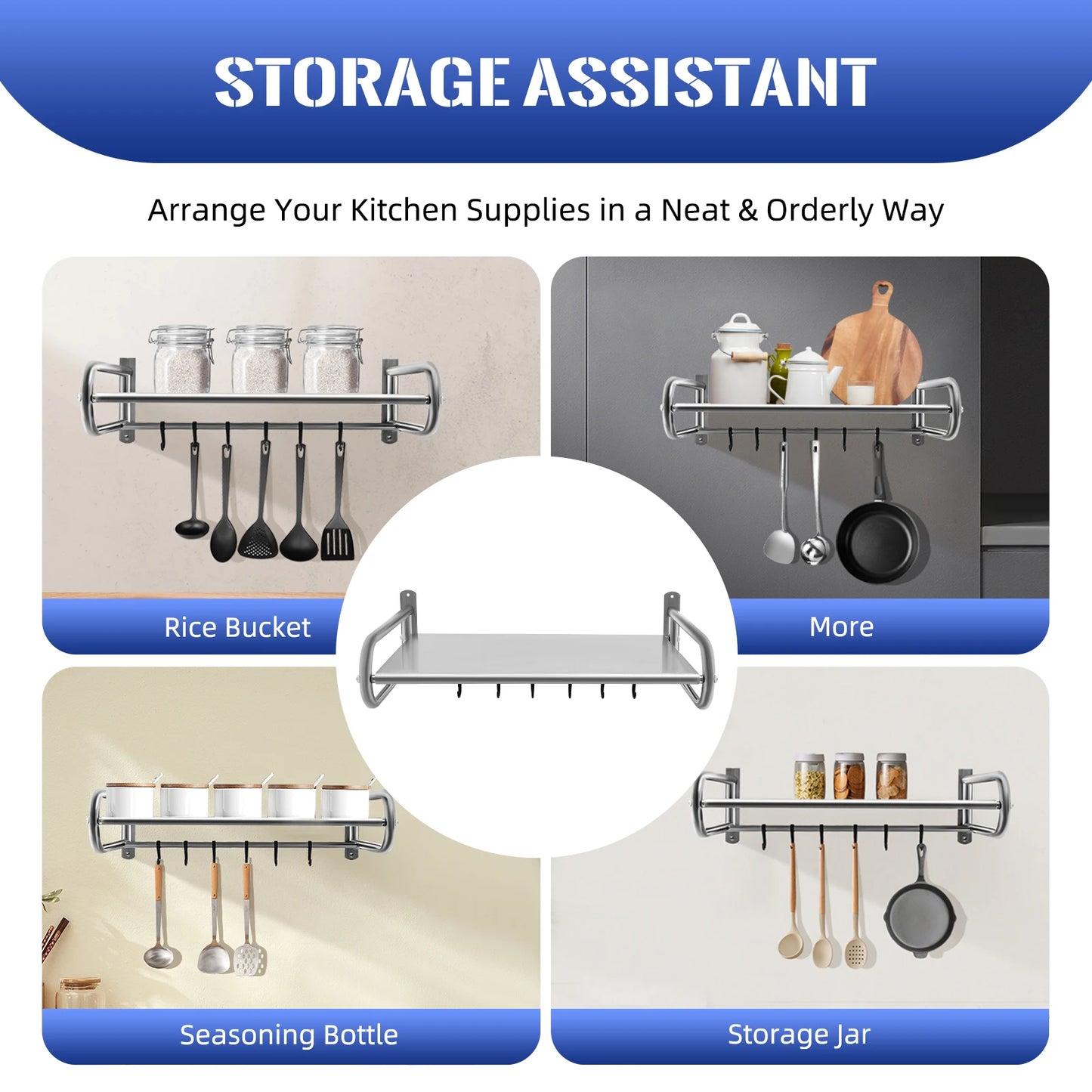 Bymaocar 2 Tier Adjustable Microwave Stand Kitchen Utensils Spices Organizer
