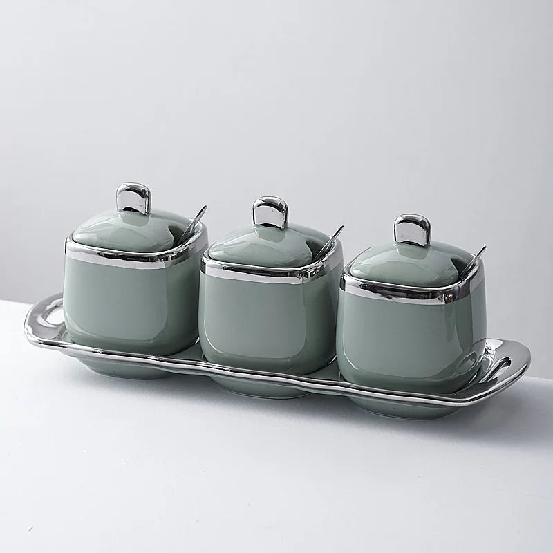 Lism Ceramic Seasoning Jar With Lid Salt Pepper Shaker Set