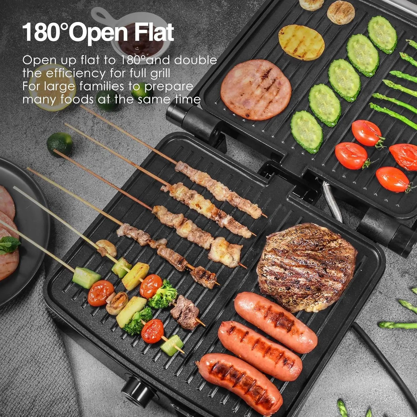 1200W Panini Press Grill With Adjustable Temperature