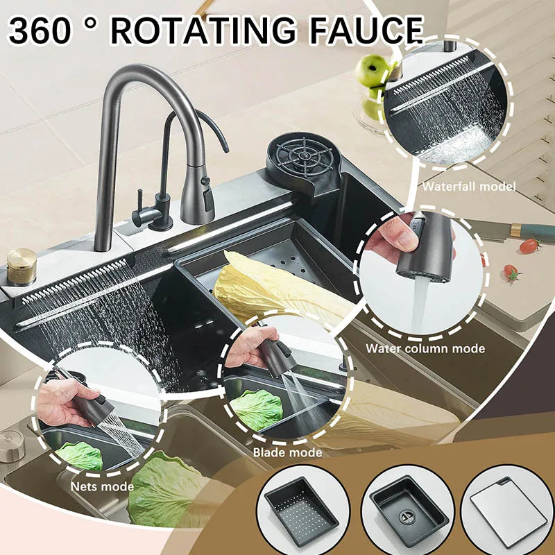 Rozin Stainless Steel Kitchen Sink With Faucet And Soap Dispenser