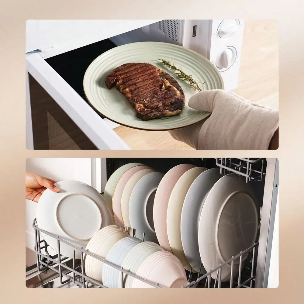 Stoneware Dinnerware Set for Four With Lucky and Joyous Pattern