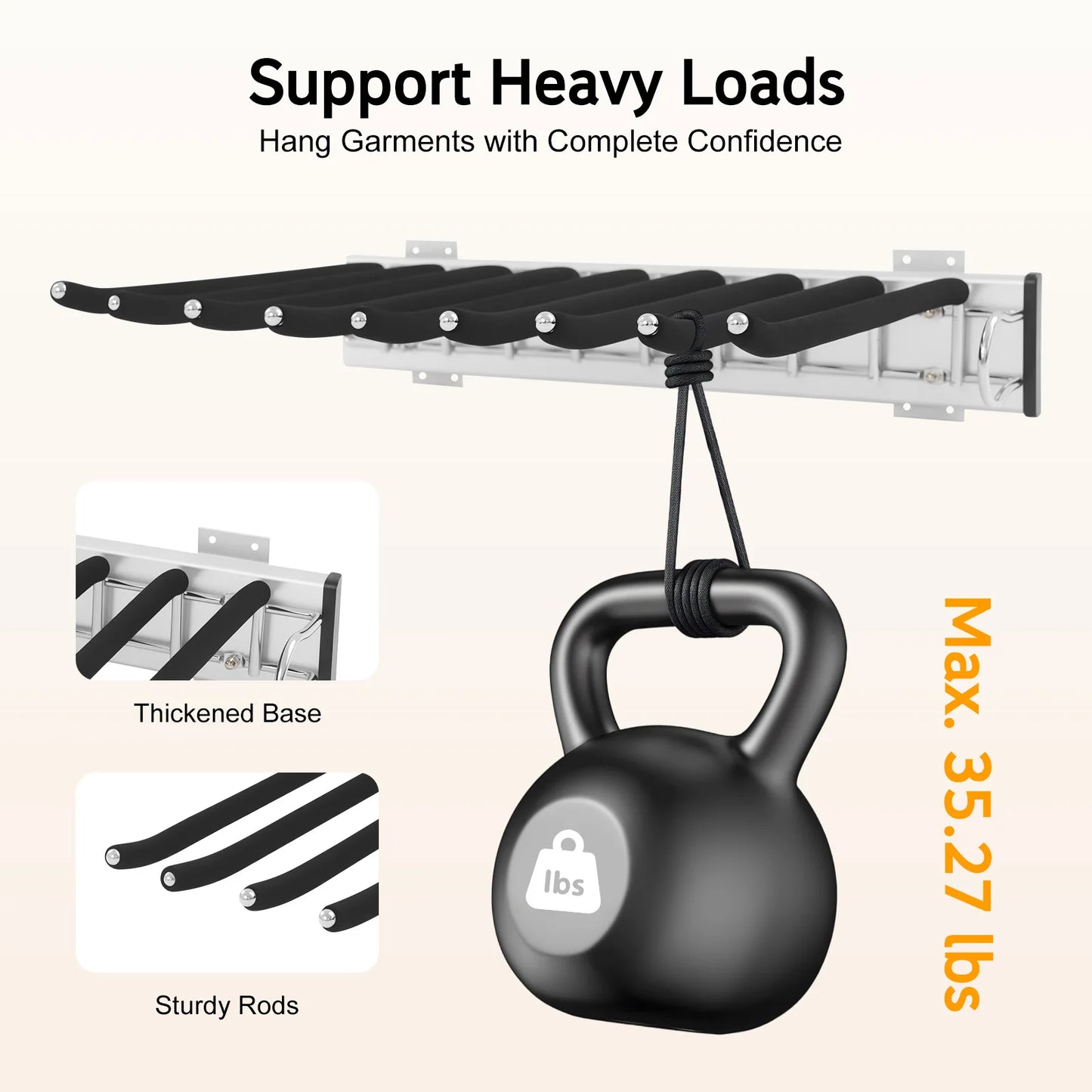 Bymaocar Pull-Out Pants Rack With 9 Rods Wall Mount