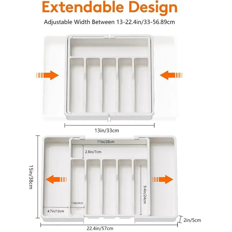 Adjustable Plastic Drawer Organizer For Flatware And Tableware