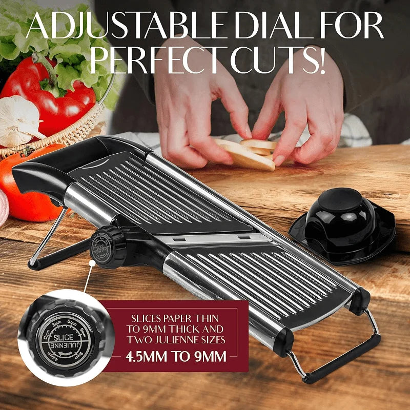 Mandolin Slicer With Stainless Steel Blade And Protective Glove