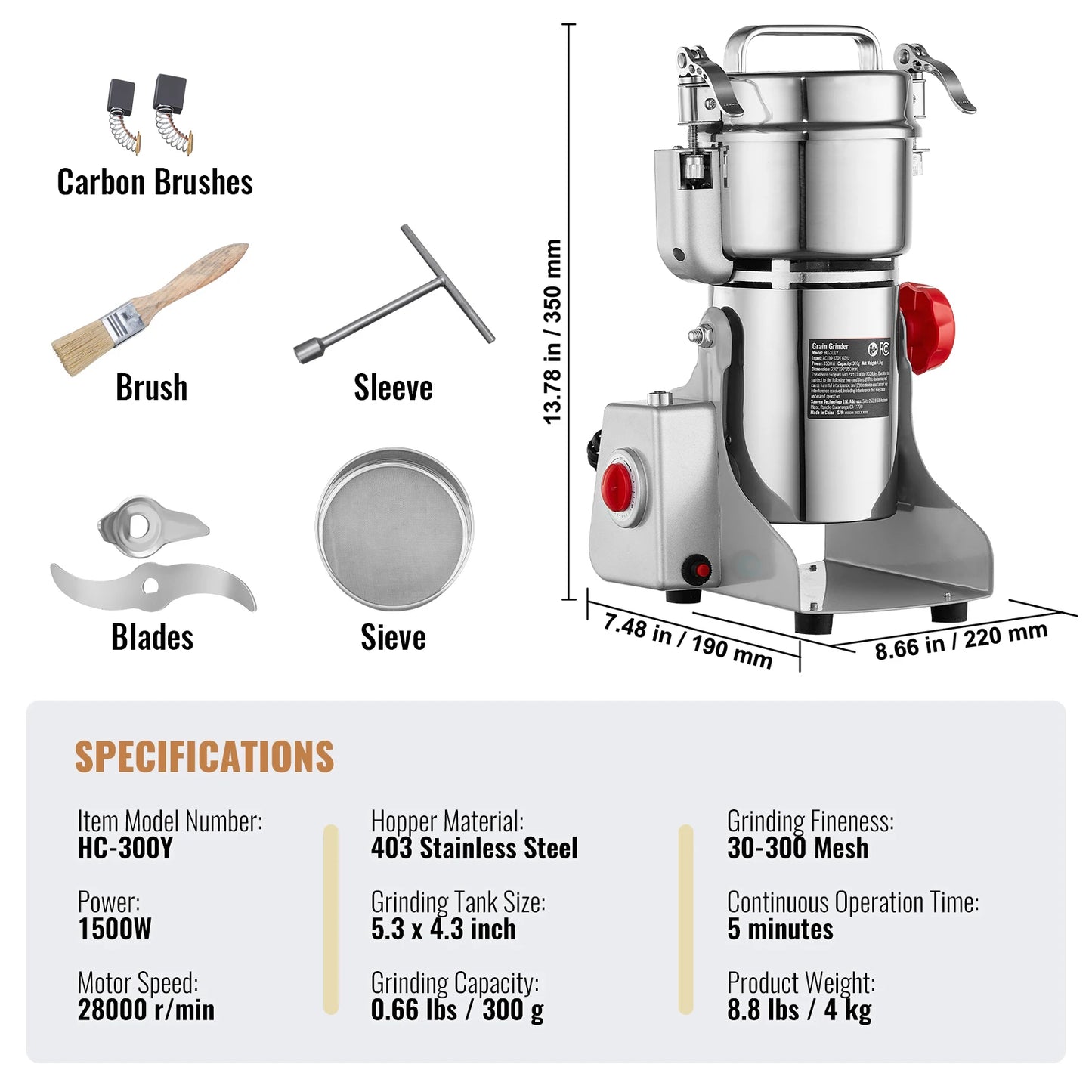 SucceBuy Electric Grain Mill Grinder for Dry Herbs Spices Coffee