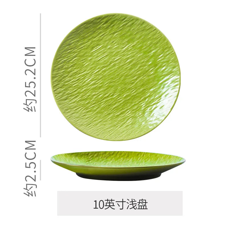Japanese Vintage Ceramic Platter For Steak And Dessert Tableware