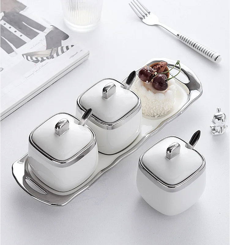 Lism Ceramic Seasoning Jar With Lid Salt Pepper Shaker Set