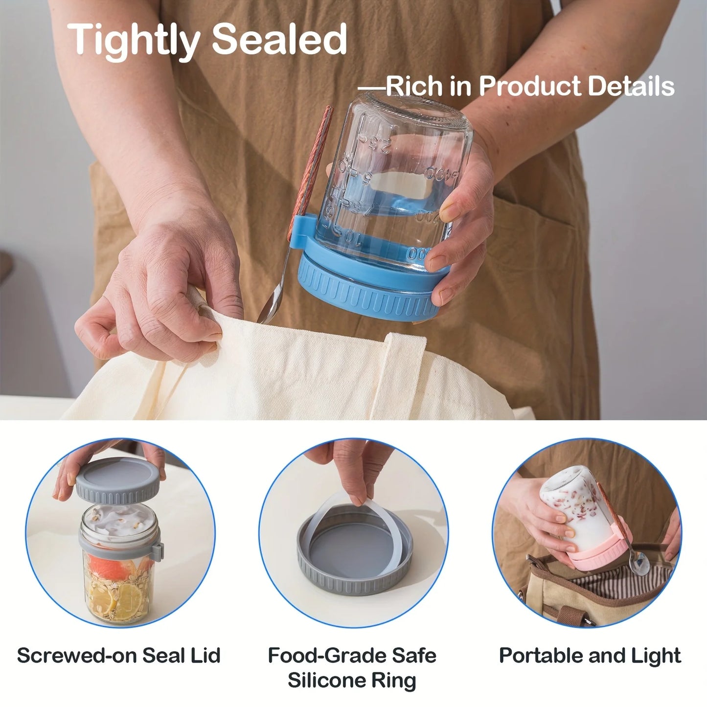 Argon Tableware Overnight Oats Cups Set of Six Glass Containers