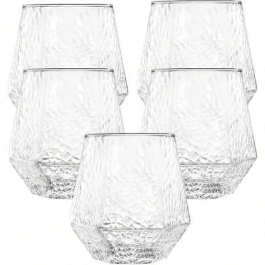 Diamond Unbreakable Stemless Plastic Wine Glasses Disposable 40 Count