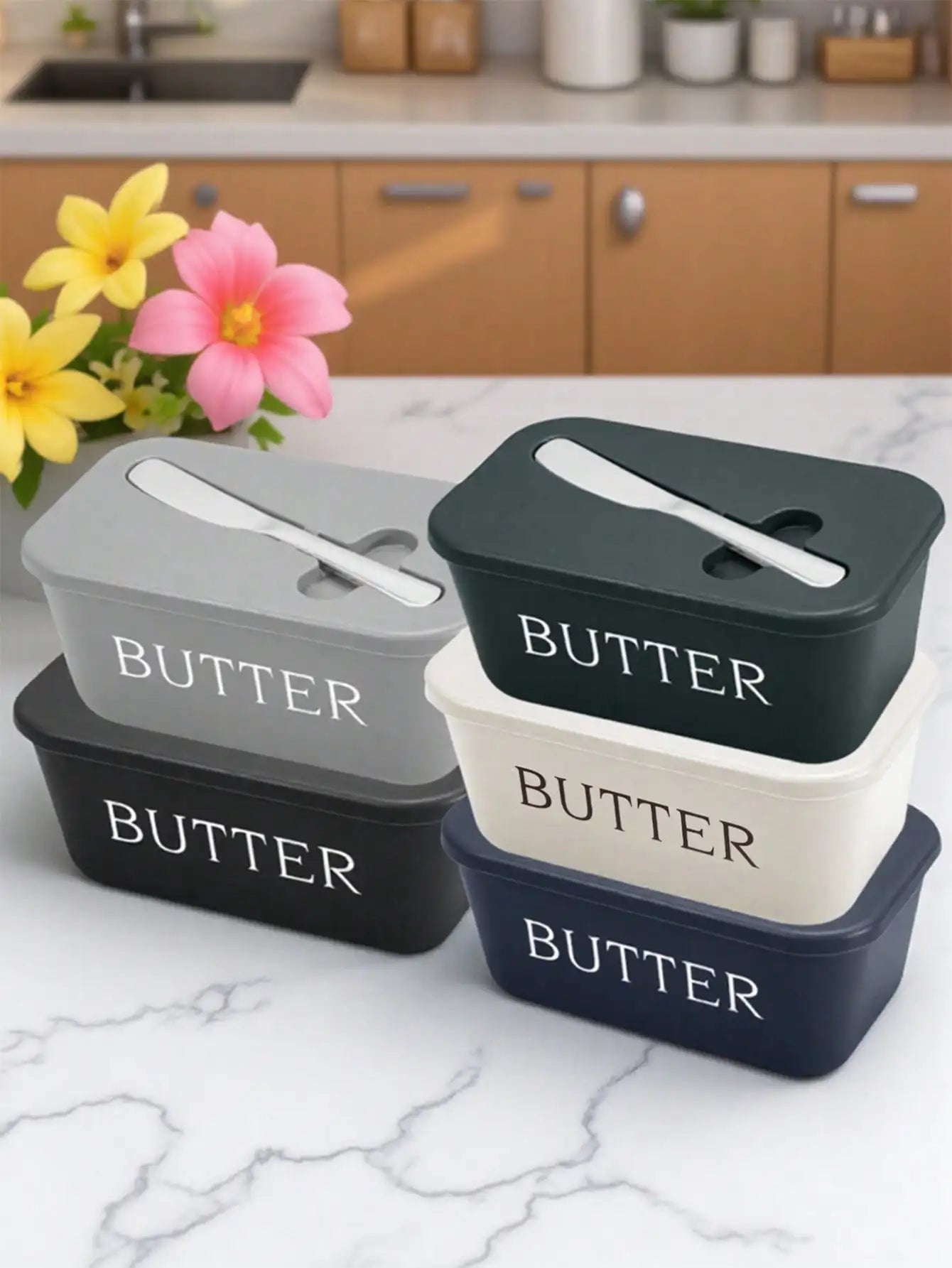 Stainless Steel Covered Butter Dish With Knife For Kitchen Storage