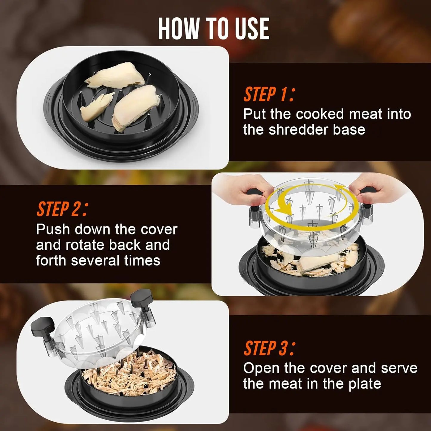 Professional Twist Chicken Shredder Tool For Cooked Meat