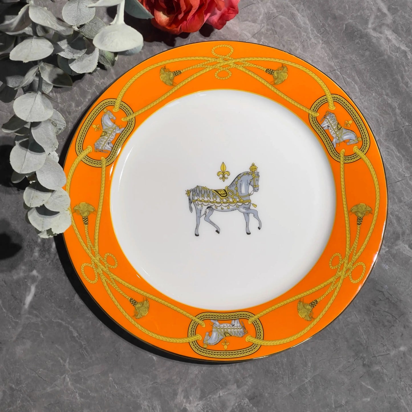 Light Luxury Bone China War Horse Western Dinnerware Plates Cup