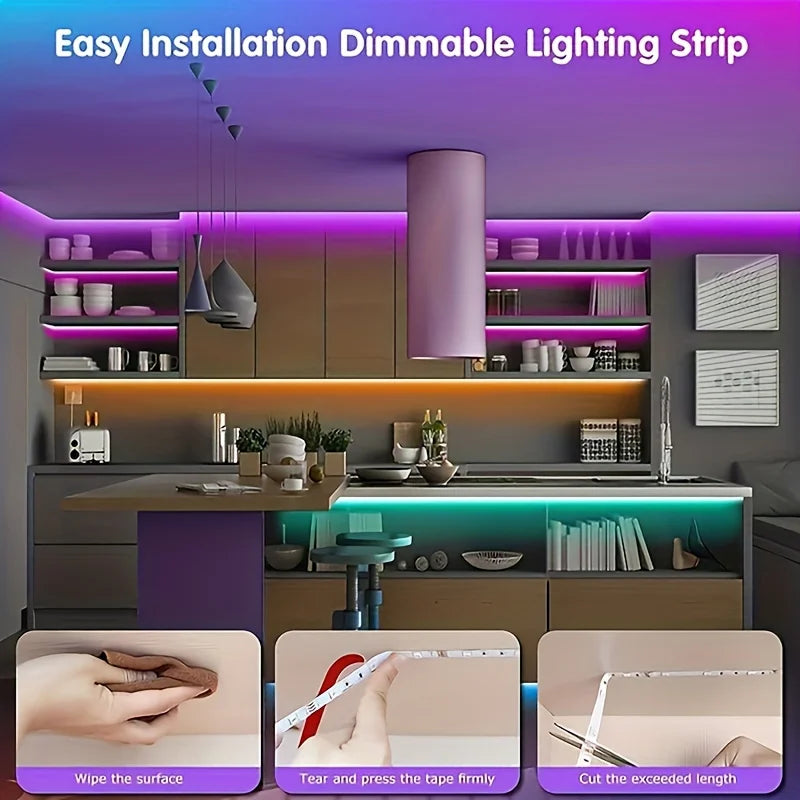 RGB LED Strip Lights With App Control Flexible LED Tape Room Decoration