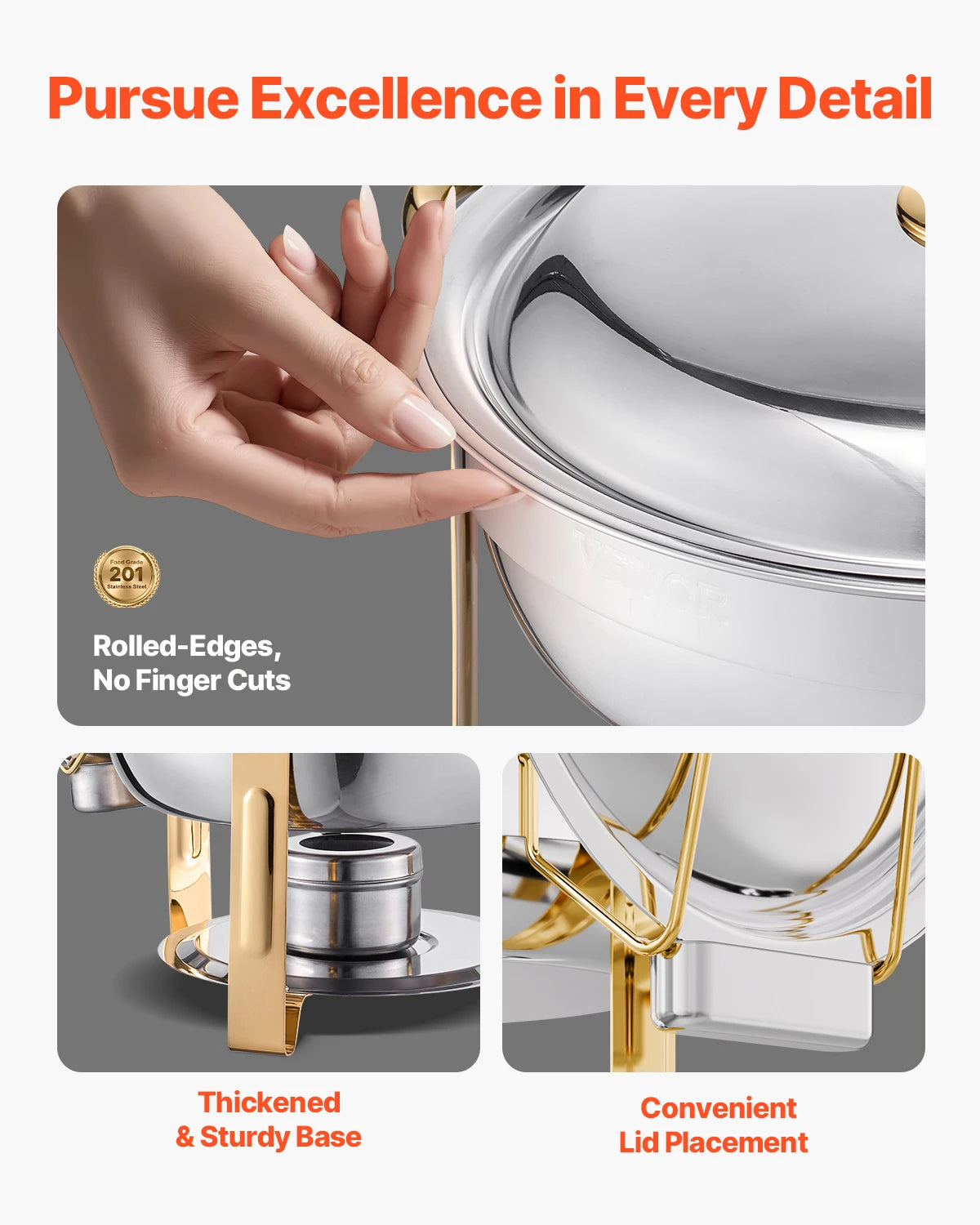 SucceBuy Stainless Steel Chafing Dish Buffet Set Round Warmer Server
