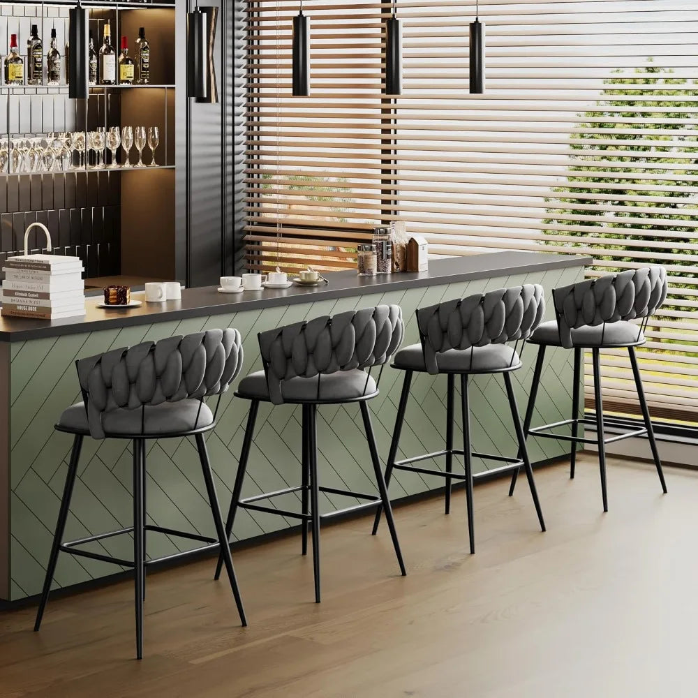 Xiaolang Velvet Bar Stools Set Of 4 Modern Comfort Style