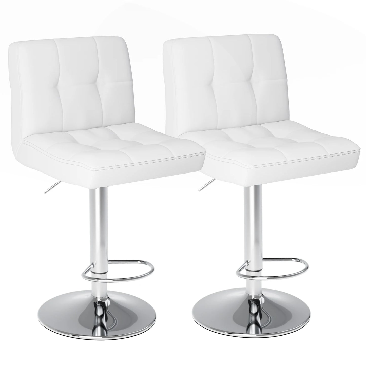 JHK PU Leather Bar Stools Set of 2 Upholstered Counter Height