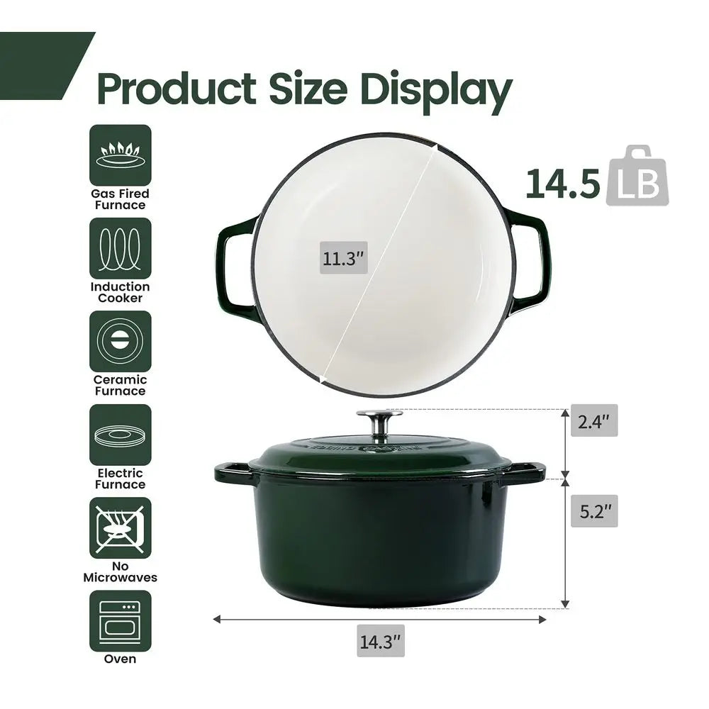 Enameled Cast Iron Dutch Oven With Lid For Sourdough Baking