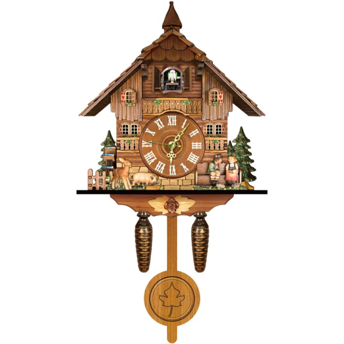 Cuckoo Wall Clock Chalet Forest House Pendulum Quartz
