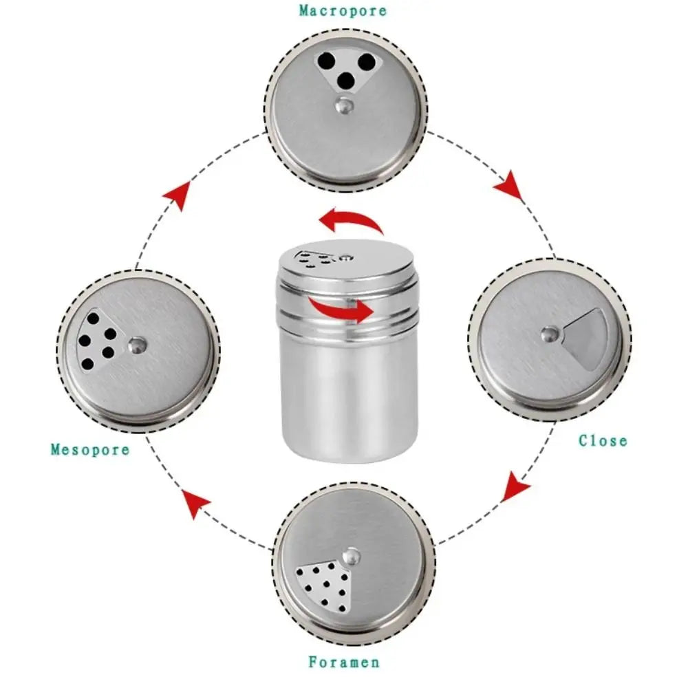 Stainless Steel Rotating Spice Jar Salt Pepper Seasoning Kitchen Container