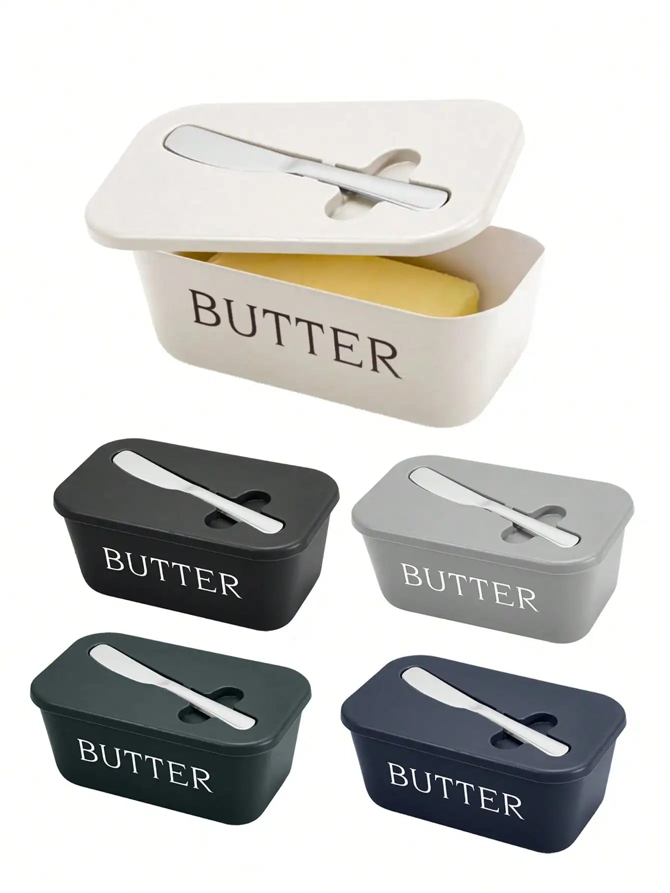 Stainless Steel Covered Butter Dish With Knife For Kitchen Storage