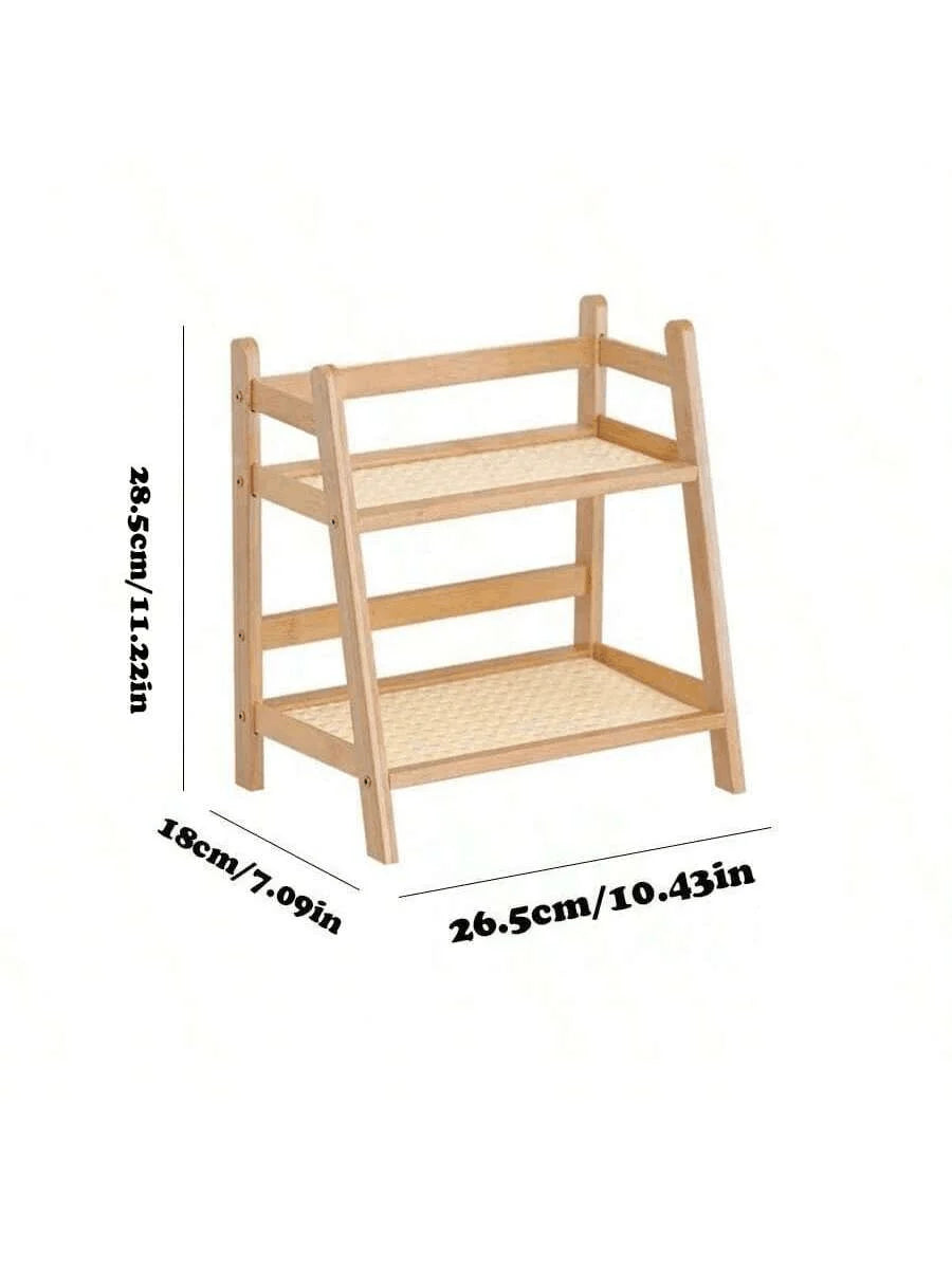 Double Layer Bamboo Countertop Multipurpose Organizer Cup Holder for Kitchen